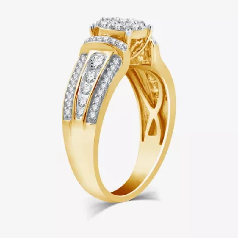 I Said Yes (H-I / I1) Womens 3/4 CT. T.W. Lab Grown White Diamond Sterling Silver or 14K Gold Over Round Side Stone Engagement Ring