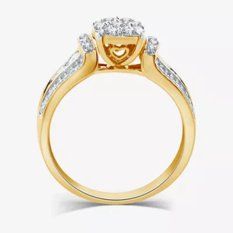 I Said Yes (H-I / I1) Womens 3/4 CT. T.W. Lab Grown White Diamond Sterling Silver or 14K Gold Over Round Side Stone Engagement Ring