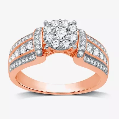 I Said Yes (H-I / I1) Womens 3/4 CT. T.W. Lab Grown White Diamond Sterling Silver or 14K Gold Over Round Side Stone Engagement Ring