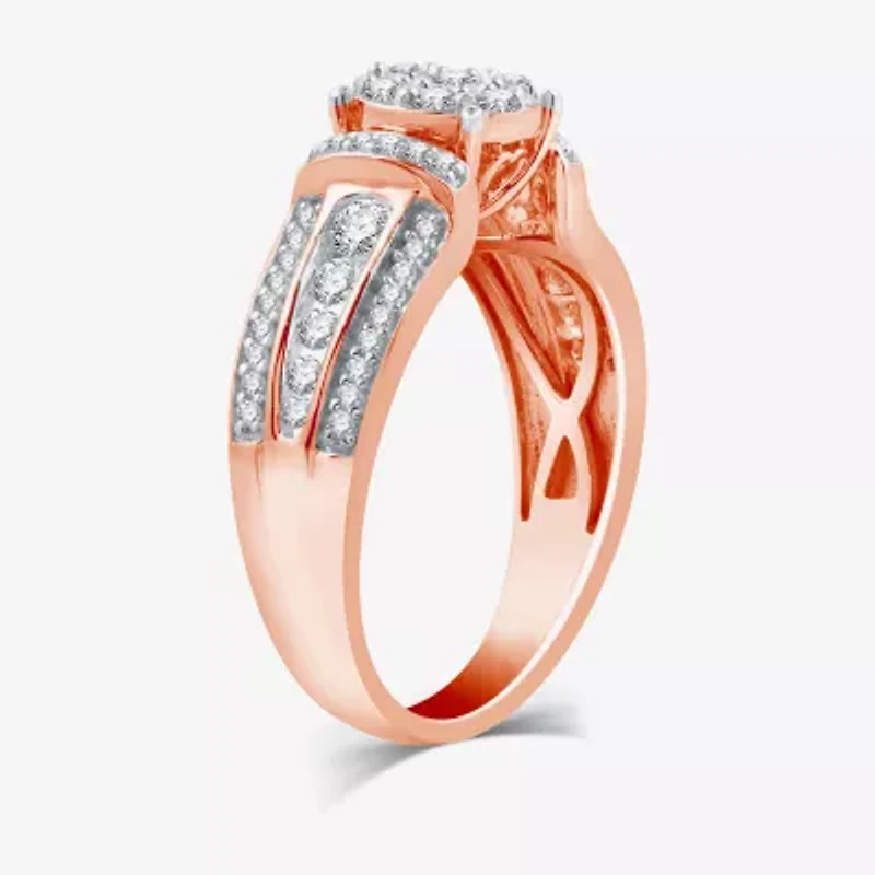 I Said Yes (H-I / I1) Womens 3/4 CT. T.W. Lab Grown White Diamond Sterling Silver or 14K Gold Over Round Side Stone Engagement Ring