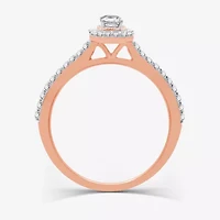 I Said Yes (H-I / I1) Womens 1/2 CT. T.W. Lab Grown White Diamond Sterling Silver or 14K Gold Over Side Stone Halo Engagement Ring