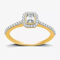 I Said Yes (H-I / I1) Womens 1/2 CT. T.W. Lab Grown White Diamond Sterling Silver or 14K Gold Over Side Stone Halo Engagement Ring
