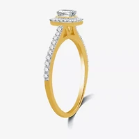 I Said Yes (H-I / I1) Womens 1/2 CT. T.W. Lab Grown White Diamond Sterling Silver or 14K Gold Over Side Stone Halo Engagement Ring