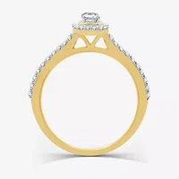 I Said Yes (H-I / I1) Womens 1/2 CT. T.W. Lab Grown White Diamond Sterling Silver or 14K Gold Over Side Stone Halo Engagement Ring