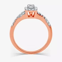 I Said Yes (H-I / I1) Womens 1/2 CT. T.W. Lab Grown White Diamond Sterling Silver or 14K Gold Over Side Stone Halo Engagement Ring