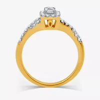 I Said Yes (H-I / I1) Womens 1/2 CT. T.W. Lab Grown White Diamond Sterling Silver or 14K Gold Over Side Stone Halo Engagement Ring