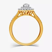 I Said Yes (H-I / I1) Womens 3/4 CT. T.W. Lab Grown White Diamond Sterling Silver or 14K Gold Over Pear Side Stone Halo Engagement Ring