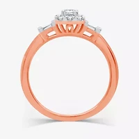 I Said Yes (H-I / I1) Womens 1/2 CT. T.W. Lab Grown White Diamond Sterling Silver or 14K Gold Over Cushion Side Stone Halo Engagement Ring