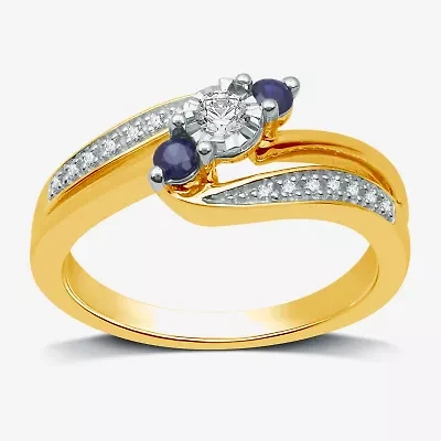 I Said Yes (H-I / I1) Womens 1/8 CT. T.W. Lab Grown White Diamond Sterling Silver or 14K Gold Over Side Stone 3-Stone Engagement Ring