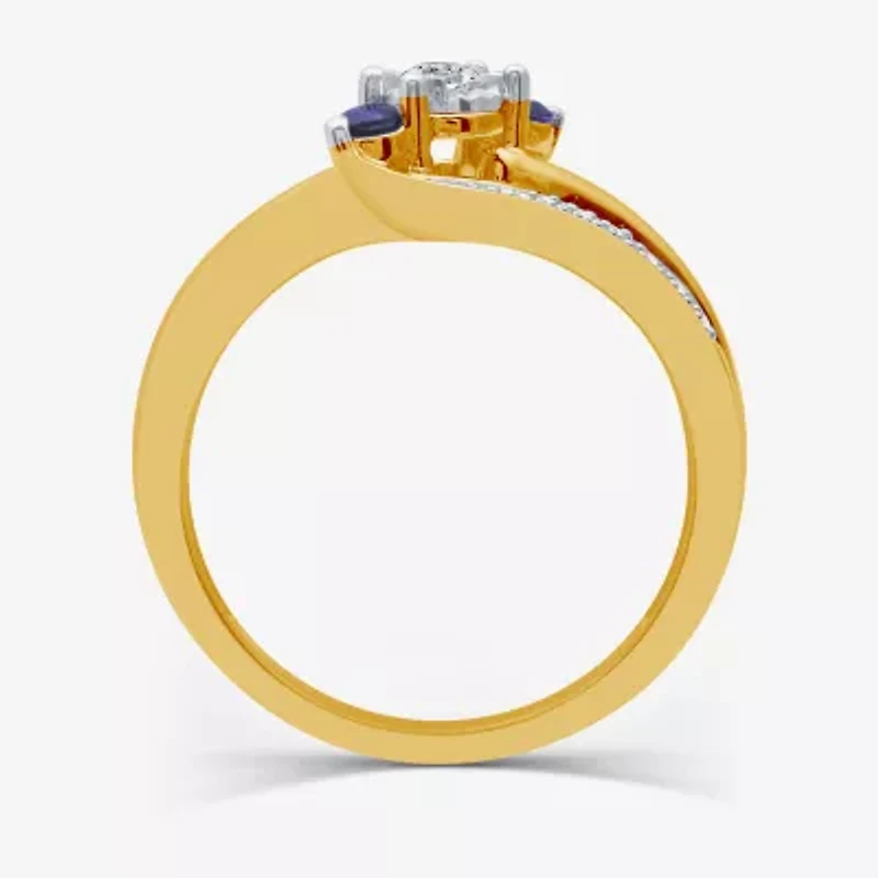 I Said Yes (H-I / I1) Womens 1/8 CT. T.W. Lab Grown White Diamond Sterling Silver or 14K Gold Over Side Stone 3-Stone Engagement Ring