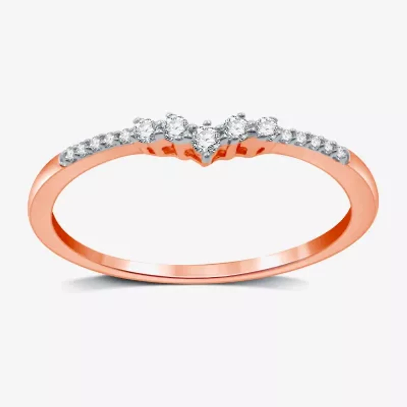 I Said Yes (H-I / I1) 1/10 CT. T.W. Lab Grown White Diamond Sterling Silver or 14K Gold Over Curved Chevron Wedding Band