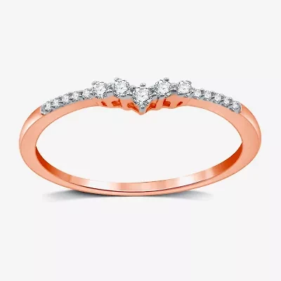 I Said Yes (H-I / I1) 1/10 CT. T.W. Lab Grown White Diamond Sterling Silver or 14K Gold Over Curved Chevron Wedding Band
