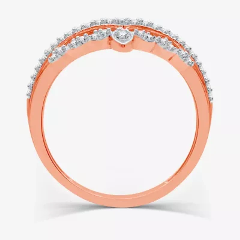 I Said Yes (H-I / I1) 1/5 CT. T.W. Lab Grown White Diamond Sterling Silver or 14K Gold Over Chevron Wedding Band