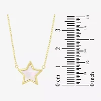 Womens White Mother Of Pearl 14K Gold Star 17 Inch Pendant Necklace