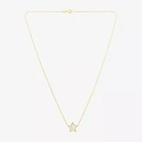Womens White Mother Of Pearl 14K Gold Star 17 Inch Pendant Necklace