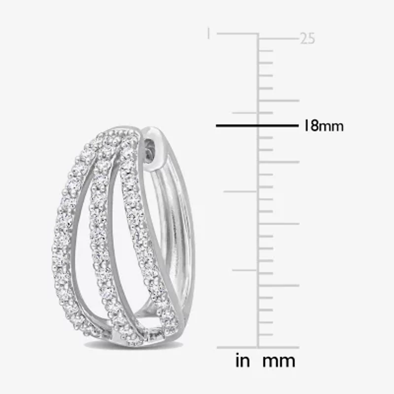 Womens Lab Created White Moissanite Sterling Silver 18mm Hoop Earrings
