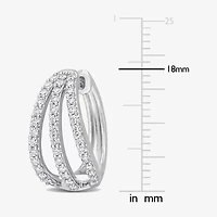 Womens Lab Created White Moissanite Sterling Silver 18mm Hoop Earrings