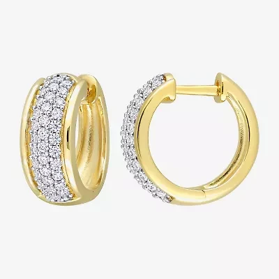 Womens 1/2 CT. T.W. Lab Created White Moissanite 18K Gold Over Silver 14mm Hoop Earrings