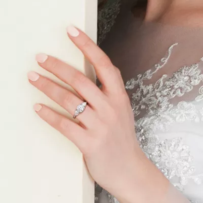 Womens / CT. T.W. Lab Created White Moissanite Sterling Silver 3-Stone Engagement Ring