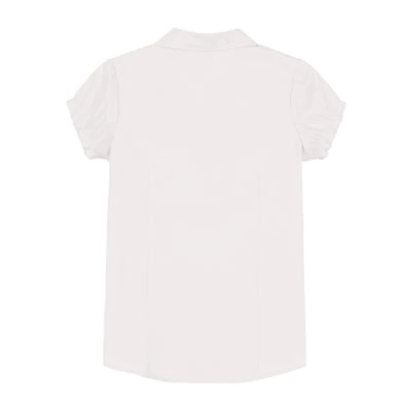 IZOD Little & Big Kid Girls Short Sleeve Regular Fit Stretch Fabric Button-Down Shirt