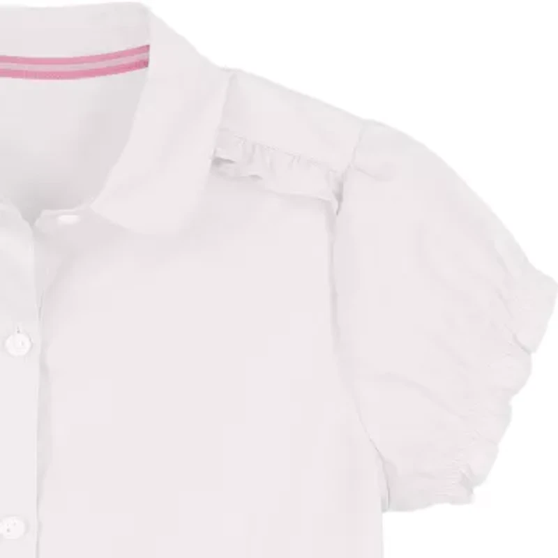 IZOD Little & Big Kid Girls Short Sleeve Regular Fit Stretch Fabric Button-Down Shirt