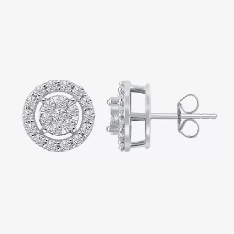Diamond Blossom (G / Si2) 1 CT. T.W. Lab Grown White Diamond 10K White Gold 6.1mm Round Stud Earrings