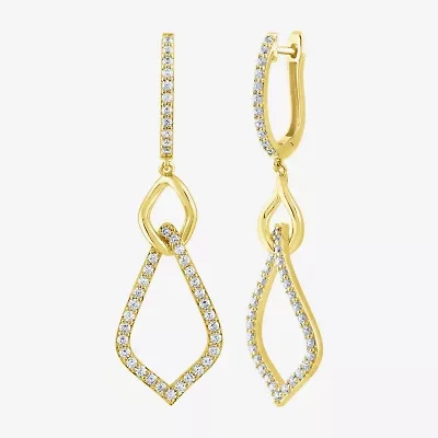 (G / Si2) Womens 1 CT. T.W. Lab Grown White Diamond 10K Gold Drop Earrings