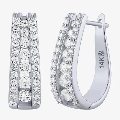 (G / Si2) Womens 1 1/2 CT. T.W. Lab Grown White Diamond 14K Gold 20.9mm Hoop Earrings