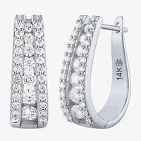 (G / Si2) Womens 1 1/2 CT. T.W. Lab Grown White Diamond 14K Gold 20.9mm Hoop Earrings