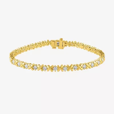 (G / Si2) Womens 2 CT. T.W. Lab Grown White Diamond 10K Gold 7.25 Inch Tennis Bracelet