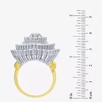 (G / I1) Womens 4 CT. T.W. Lab Grown White Diamond 10K Gold Cluster Cocktail Ring