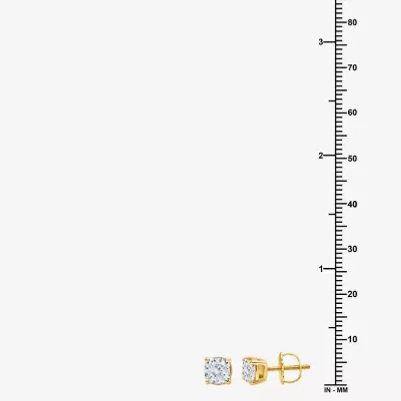 Ever Star (G / Vs2) 2 CT. T.W. Lab Grown White Diamond 14K Gold 14K White Gold Round Cushion Stud Earrings