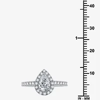 (H-I / Si2-I1) Womens 1 3/4 CT. T.W. Lab Grown White Diamond 10K Gold Pear Side Stone Halo Bridal Set