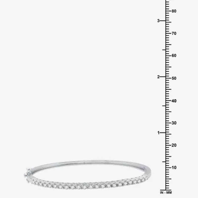 (H-I / I1) Womens 1 CT. T.W. Lab Grown White Diamond Sterling Silver Bangle Bracelet