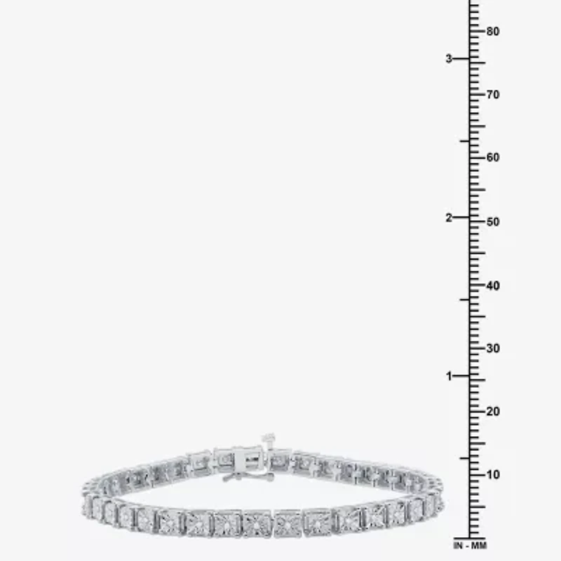 Womens 1/2 CT. T.W. Natural White Diamond Sterling Silver 7.5 Inch Tennis Bracelet