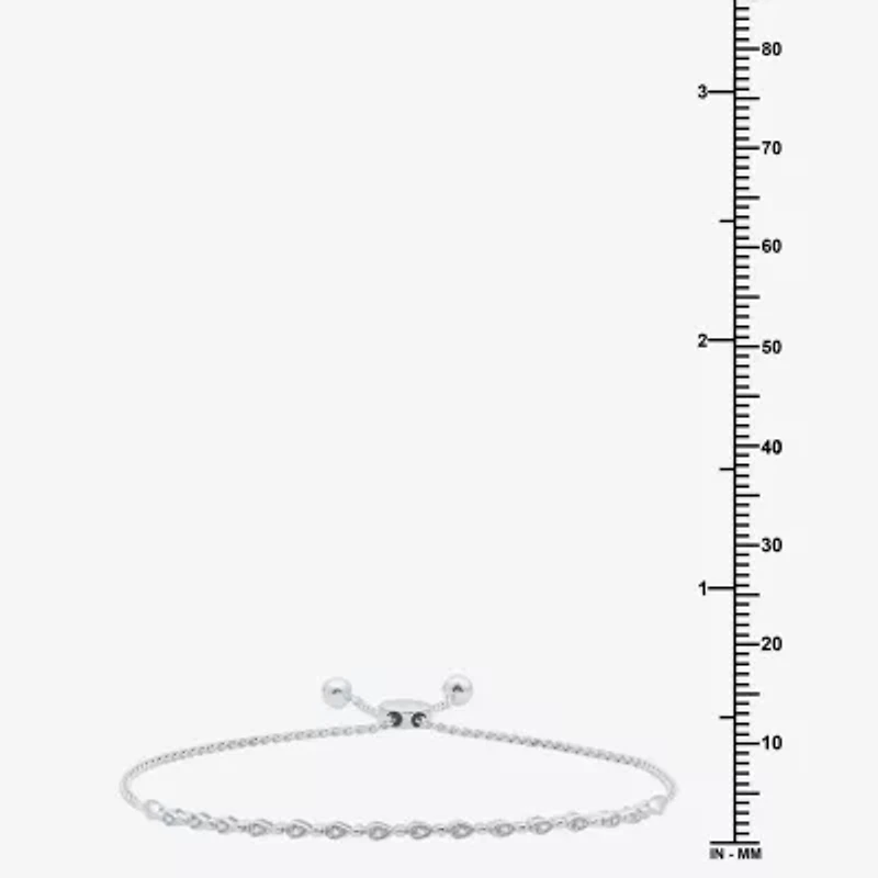 Womens 1/10 CT. T.W. Natural White Diamond Sterling Silver Bolo Bracelet