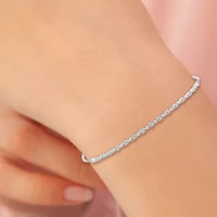 Womens 1/10 CT. T.W. Natural White Diamond Sterling Silver Bolo Bracelet