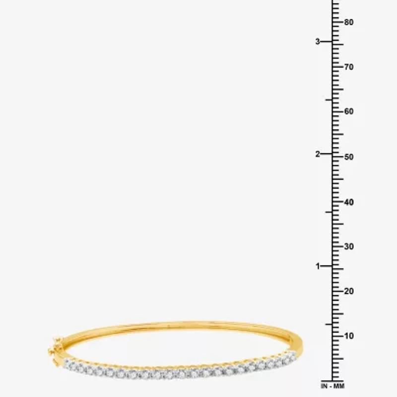 (H-I / I1) Womens 1 CT. T.W. Lab Grown White Diamond 14K Gold Over Silver Sterling Silver Bangle Bracelet