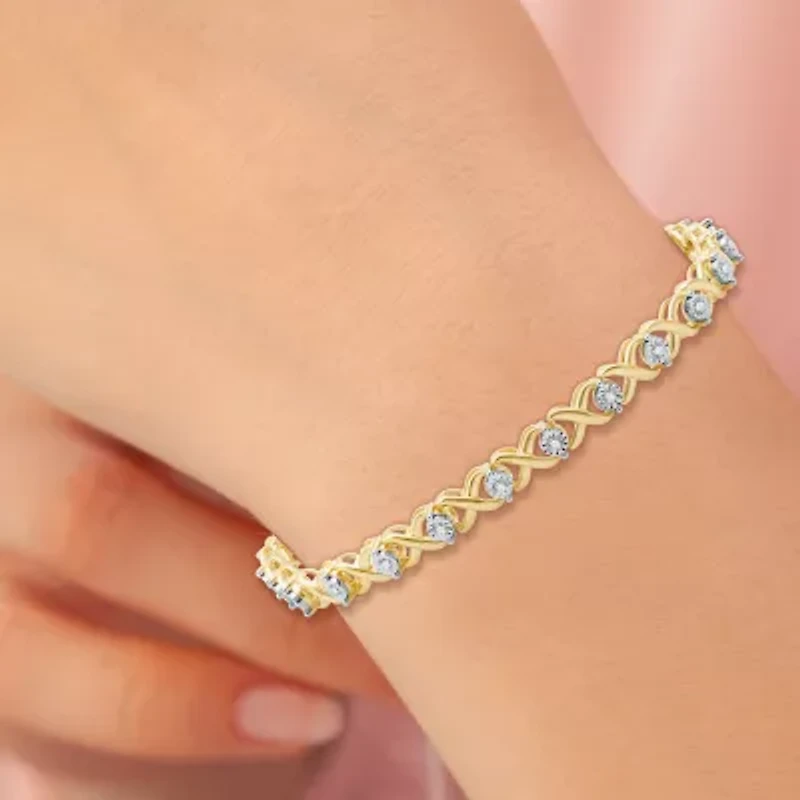 Womens 1/2 CT. T.W. Lab Grown White Diamond 14K Gold Over Silver Sterling Silver 7.5 Inch Tennis Bracelet