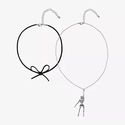 Arizona Halloween Silver Tone Womens Bow 2-pc. Necklace Set