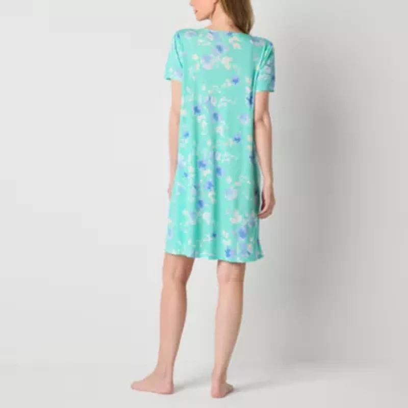 Adonna Womens V Neck Short Sleeve Nightgown