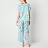 Adonna Womens Round Neck Short Sleeve 2-pc. Pajama Sets