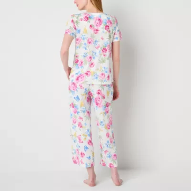 Adonna Womens Round Neck Short Sleeve 2-pc. Pajama Sets