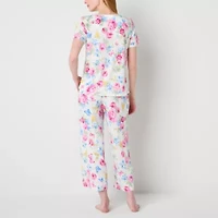 Adonna Womens Round Neck Short Sleeve 2-pc. Pajama Sets