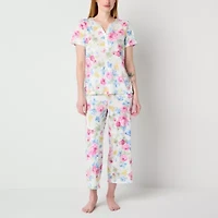 Adonna Womens Round Neck Short Sleeve 2-pc. Pajama Sets