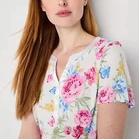 Adonna Womens Round Neck Short Sleeve 2-pc. Pajama Sets