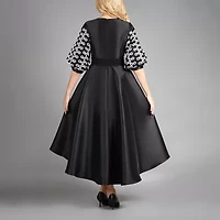 Giovanna Collection Womens Elbow Sleeve High-Low Circles A-Line Dress
