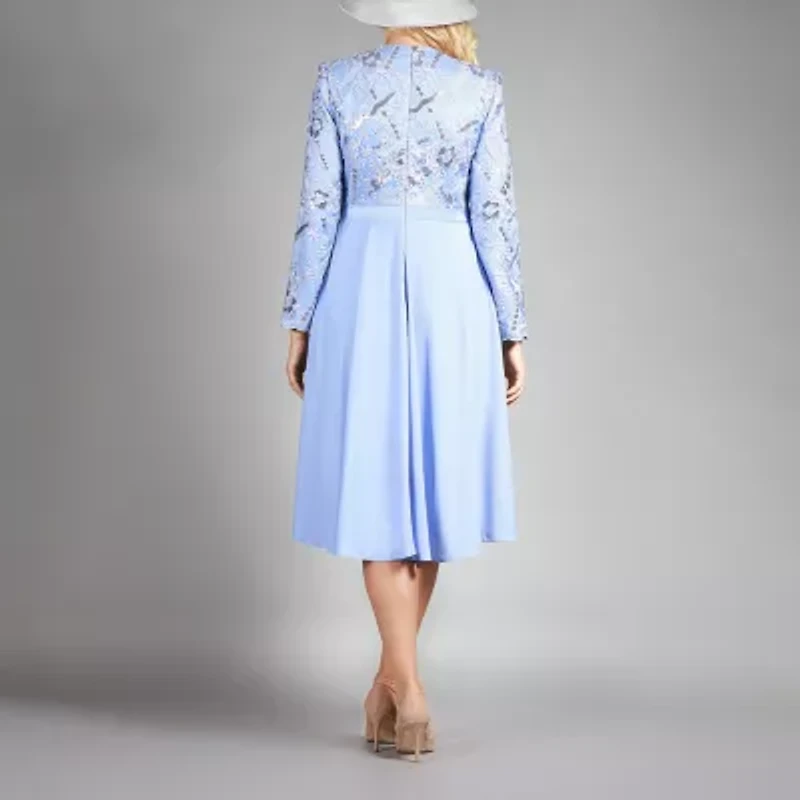 Giovanna Collection Womens Long Sleeve Floral A-Line Dress