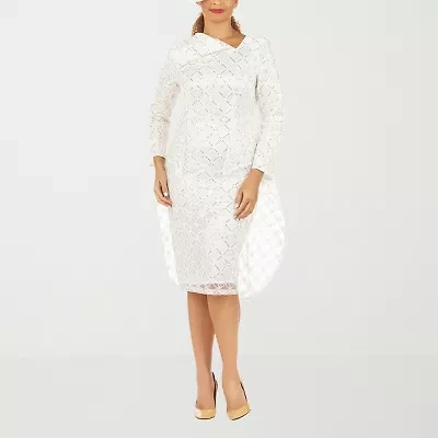 Giovanna Signature Womens Long Sleeve Diamond Sheath Dress