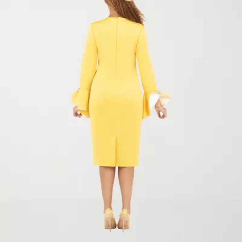 Giovanna Signature Womens Long Sleeve Embellished Shift Dress